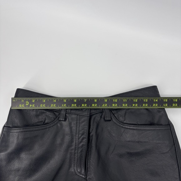 Vintage 90s Y2K Genuine Black Leather Straight Leg Pants Lined *See Photos - Picture 4 of 6